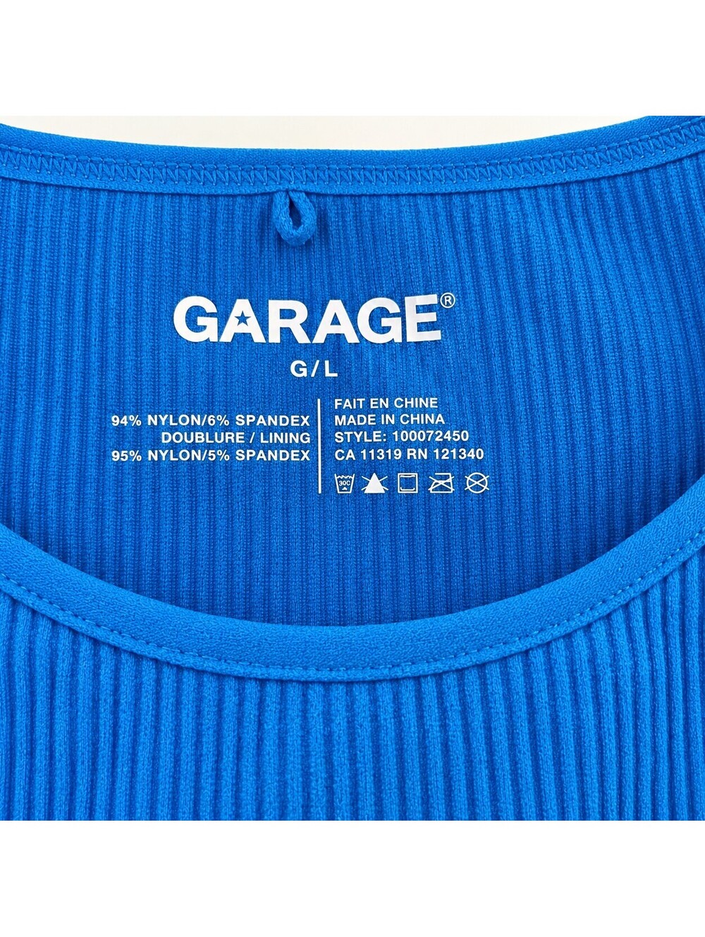Garage Ribbed Blue Crop Tank Top Size Large - Picture 4 of 4